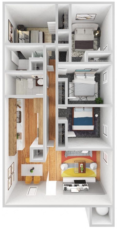 Floor plan for 4 beds, 2 baths, 1100 sqft